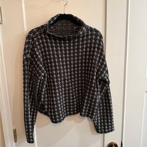 Ann Taylor Factory Black and White Cowl Neck Sweater